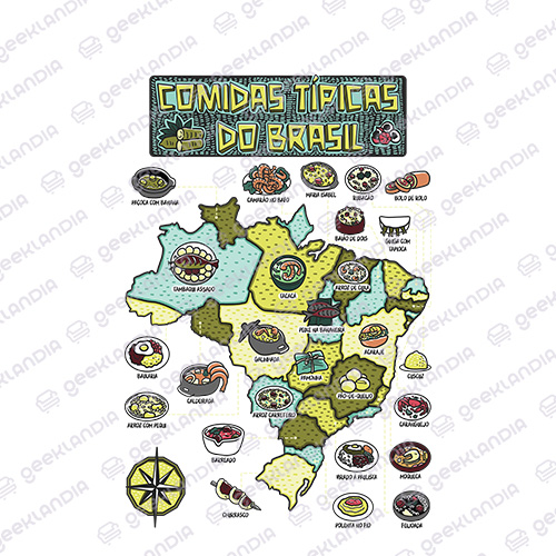 Estampa DTF Têxtil Comidas Tipicas