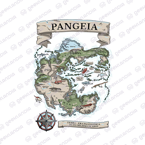Estampa DTF Têxtil Mapa de Pangeia